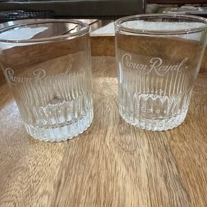 Set of 2 Etched Crown Royal "Limited Edition" Whiskey Rocks Glasses 8 oz